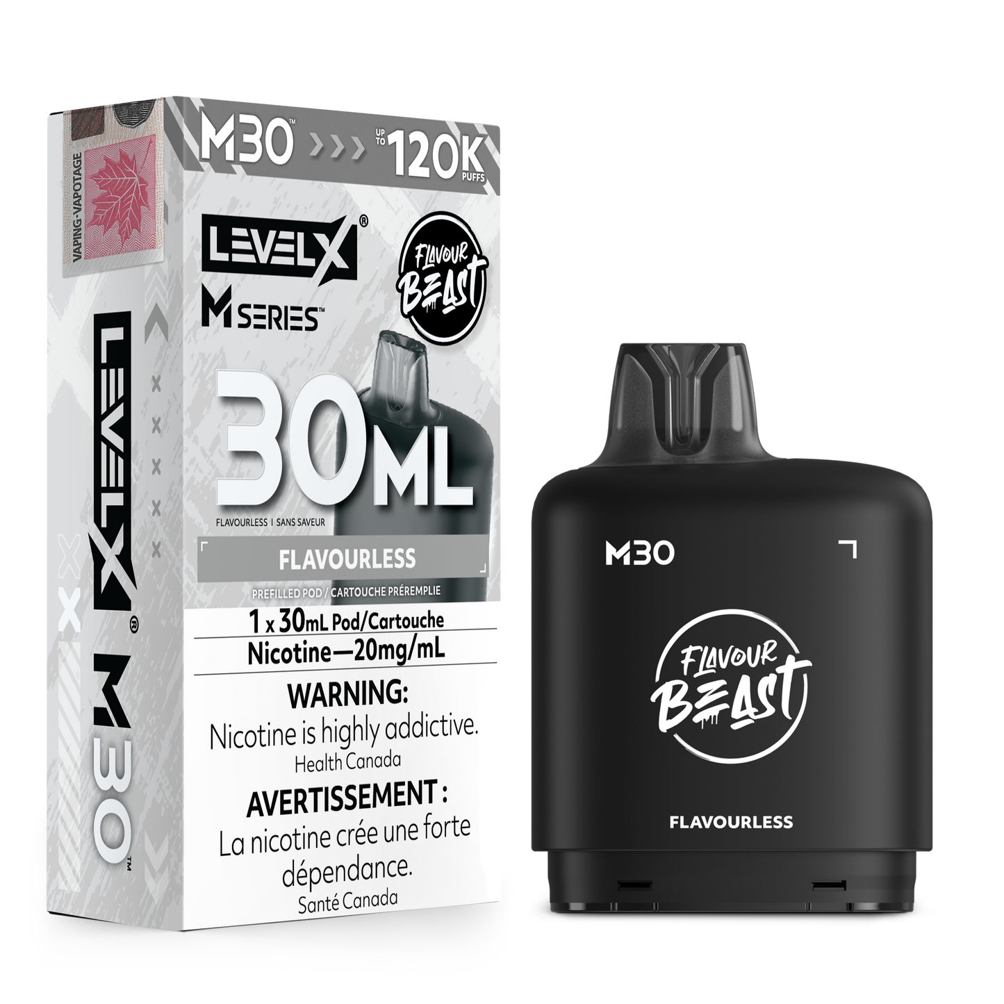 Level X Flavour Beast M30 Series - Flavourless 30mL closed pod product image at AllStar Vape Canada