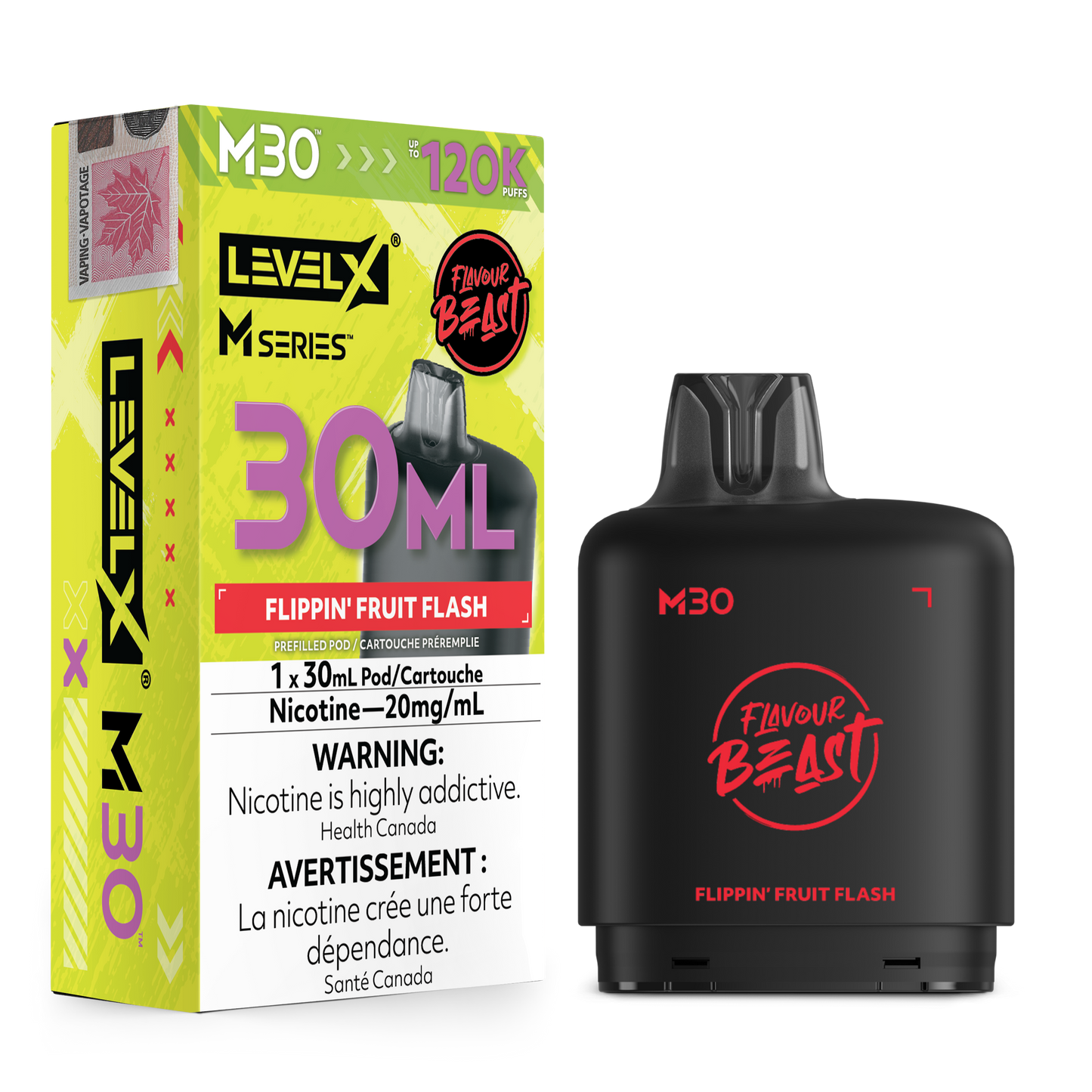 Level X Flavour Beast M30 Series - Flippin' Fruit Flash 30mL closed pod product image at AllStar Vape Canada