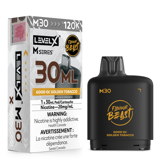 Level X Flavour Beast M30 Series - Good Ol' Golden Tobacco 30mL closed pod product image at AllStar Vape Canada