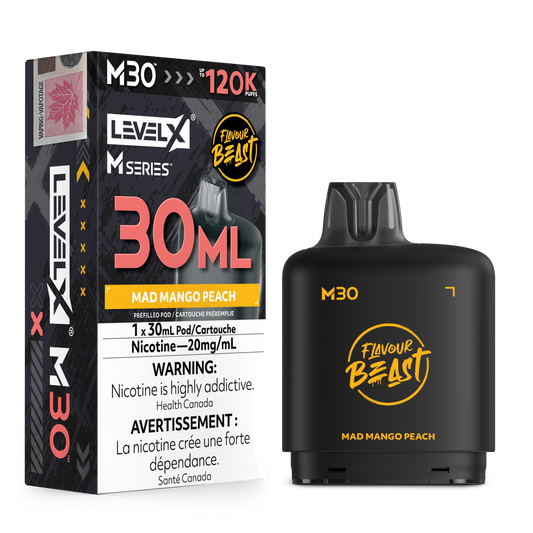 Level X Flavour Beast M30 Series - Mad Mango Peach 30mL closed pod product image at AllStar Vape Canada