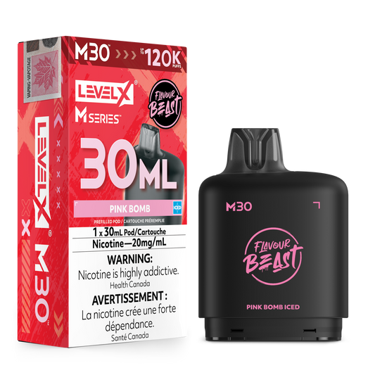 Level X Flavour Beast M30 Series - Pink Bomb Iced 30mL closed pod product image at AllStar Vape Canada