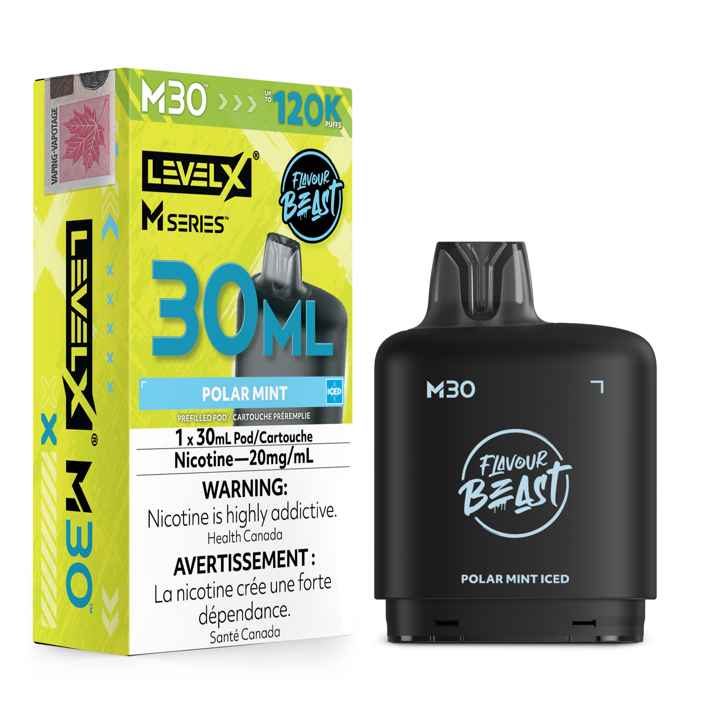 Level X Flavour Beast M30 Series - Polar Mint Iced 30mL closed pod product image at AllStar Vape Canada