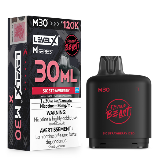 Level X Flavour Beast M30 Series - Sic Strawberry Iced 30mL closed pod product image at AllStar Vape Canada