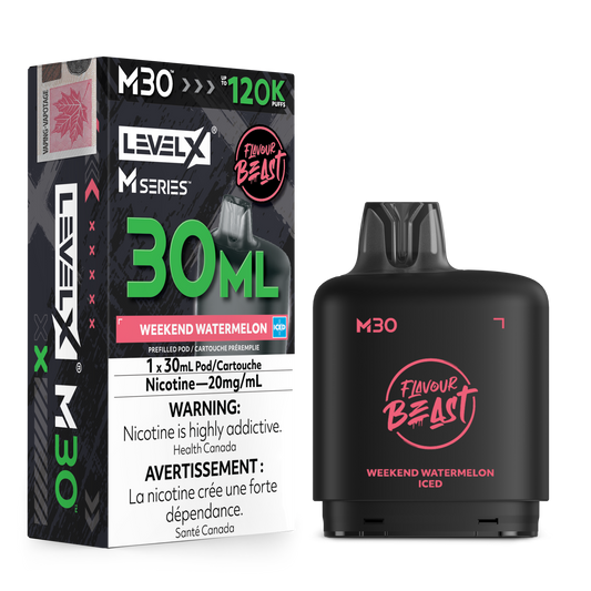 Level X Flavour Beast M30 Series - Weekend Watermelon Iced 30mL closed pod product image at AllStar Vape Canada