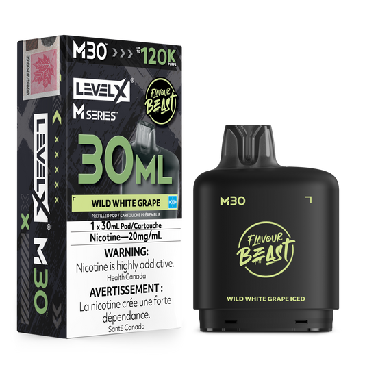 Level X Flavour Beast M30 Series - Wild White Grape Iced 30mL closed pod product image at AllStar Vape Canada