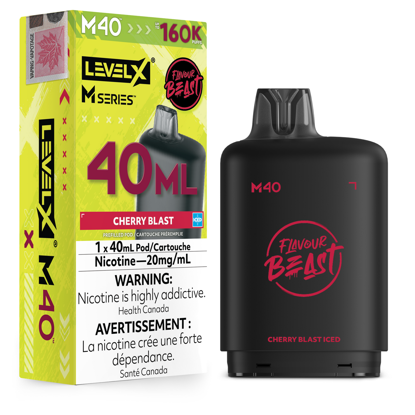 Level X Flavour Beast M40 Series - Cherry Blast Iced 40mL closed pod product image at AllStar Vape Canada