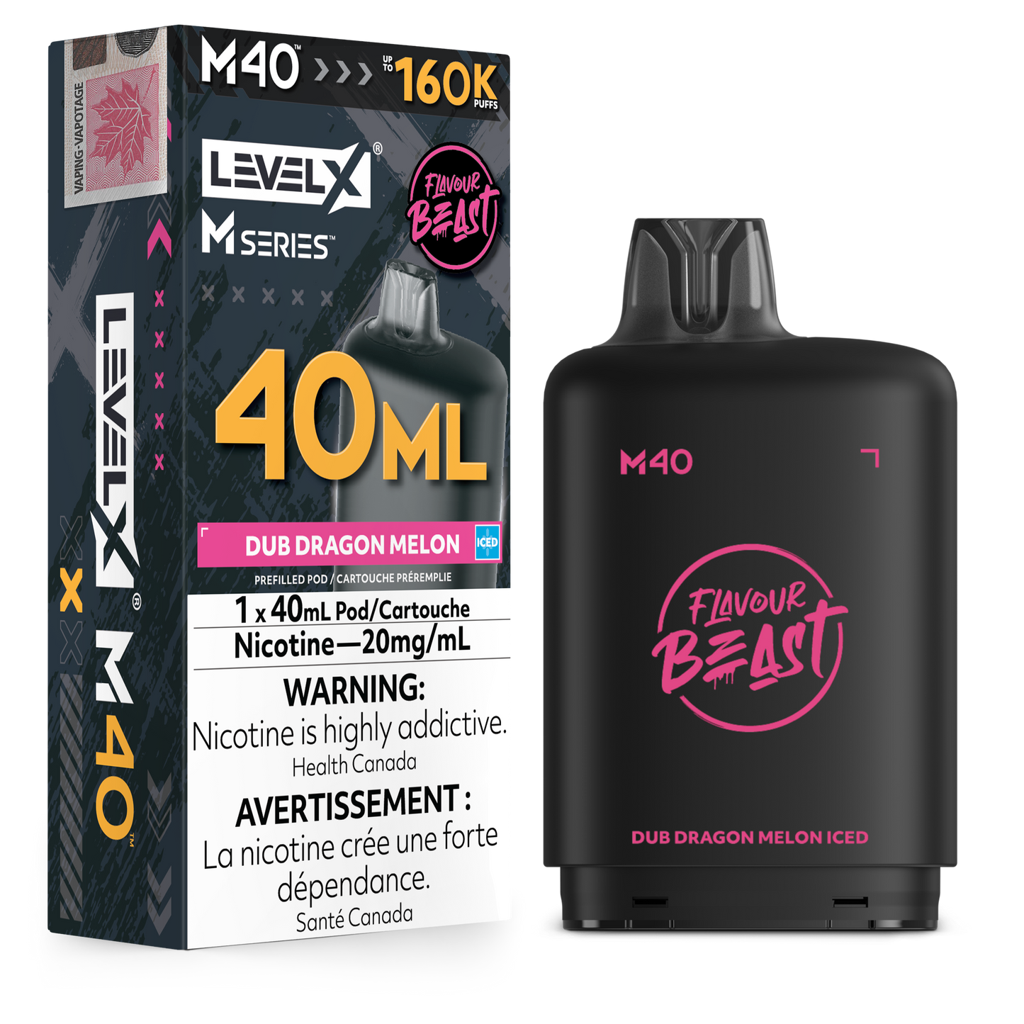 Level X Flavour Beast M40 Series - Dub Dragon Melon Iced 40mL closed pod product image at AllStar Vape Canada
