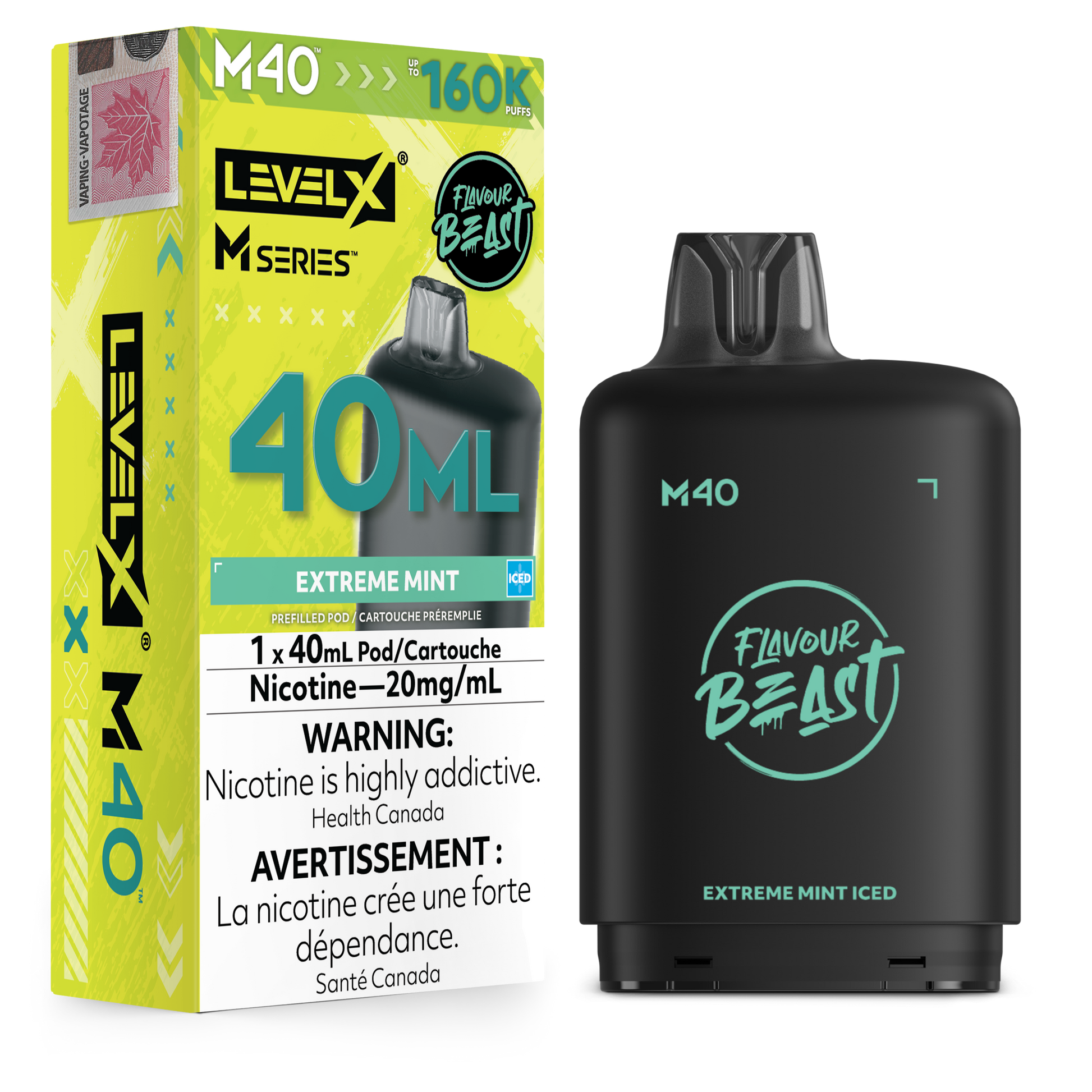 Level X Flavour Beast M40 Series - Extreme Mint Iced 40mL closed pod product image at AllStar Vape Canada