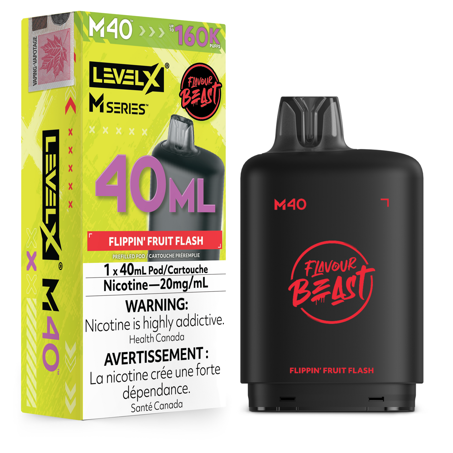 Level X Flavour Beast M40 Series - Flippin' Fruit Flash 40mL closed pod product image at AllStar Vape Canada