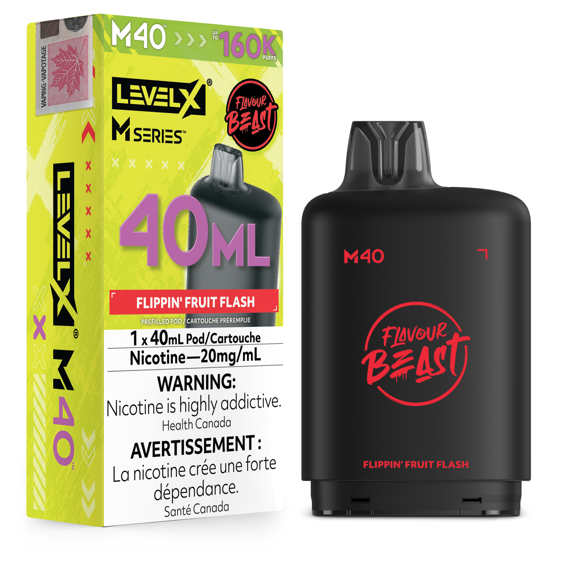 Level X Flavour Beast M40 Series - Flippin' Fruit Flash 40mL closed pod product image at AllStar Vape Canada