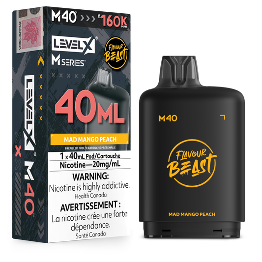 Level X Flavour Beast M40 Series - Mad Mango Peach 40mL closed pod product image at AllStar Vape Canada