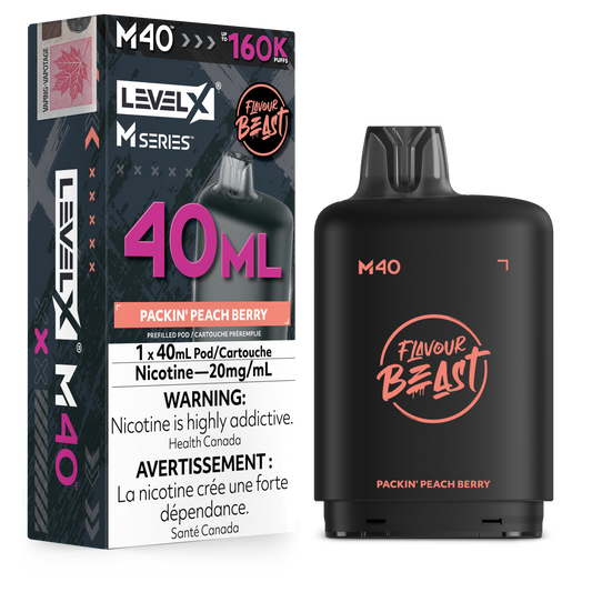 Level X Flavour Beast M40 Series - Packin' Peach Berry 40mL closed pod product image at AllStar Vape Canada