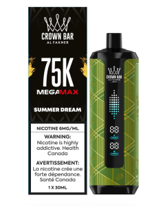 Al Fakher Crown Bar Mega Max 75K Summer Dream disposable vape retail box and device
