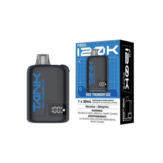 FEED Tank 120K - Red Thunder Ice disposable vape retail box and device