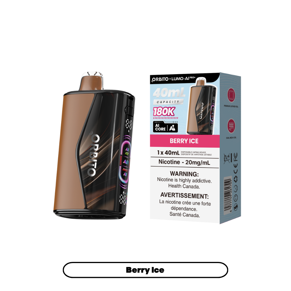 Orbito 180K - Berry Ice disposable vape retail box and device