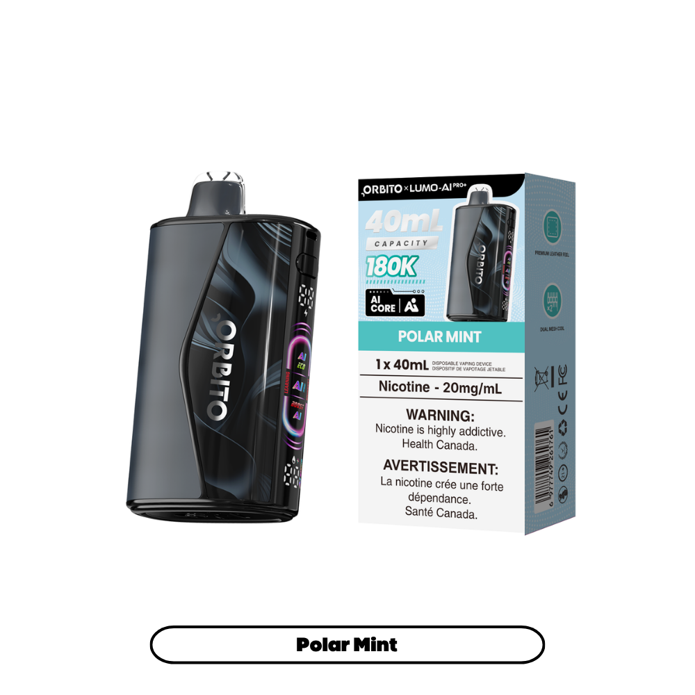 Orbito 180K - Polar Mint disposable vape retail box and device