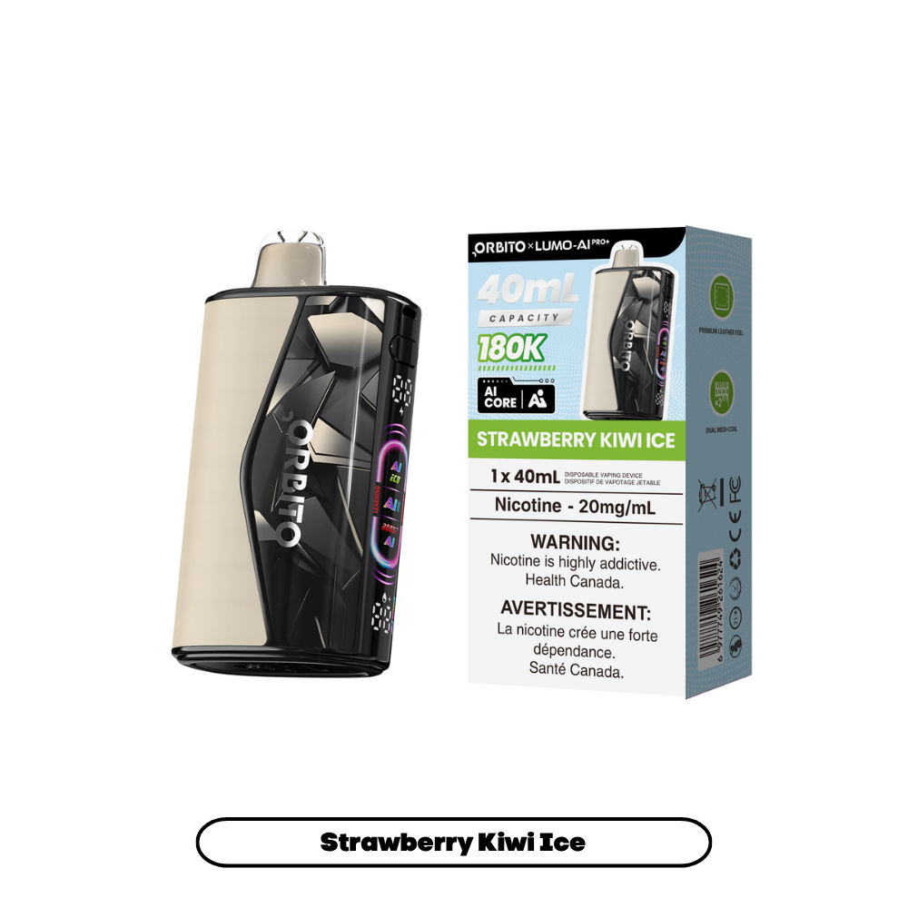Orbito 180K - Strawberry Kiwi Ice disposable vape retail box and device
