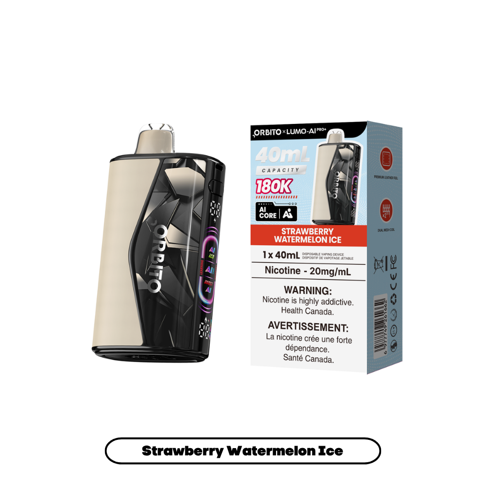 Orbito 180K - Strawberry Watermelon Ice disposable vape retail box and device