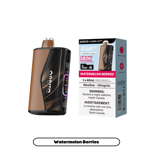 Orbito 180K - Watermelon Berries disposable vape retail box and device