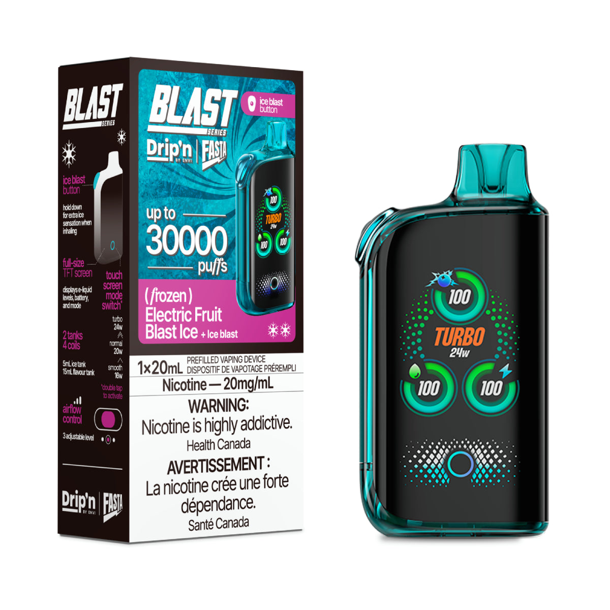 Drip'n by Envi x Fasta Blast 30K Electric Fruit Blast Ice