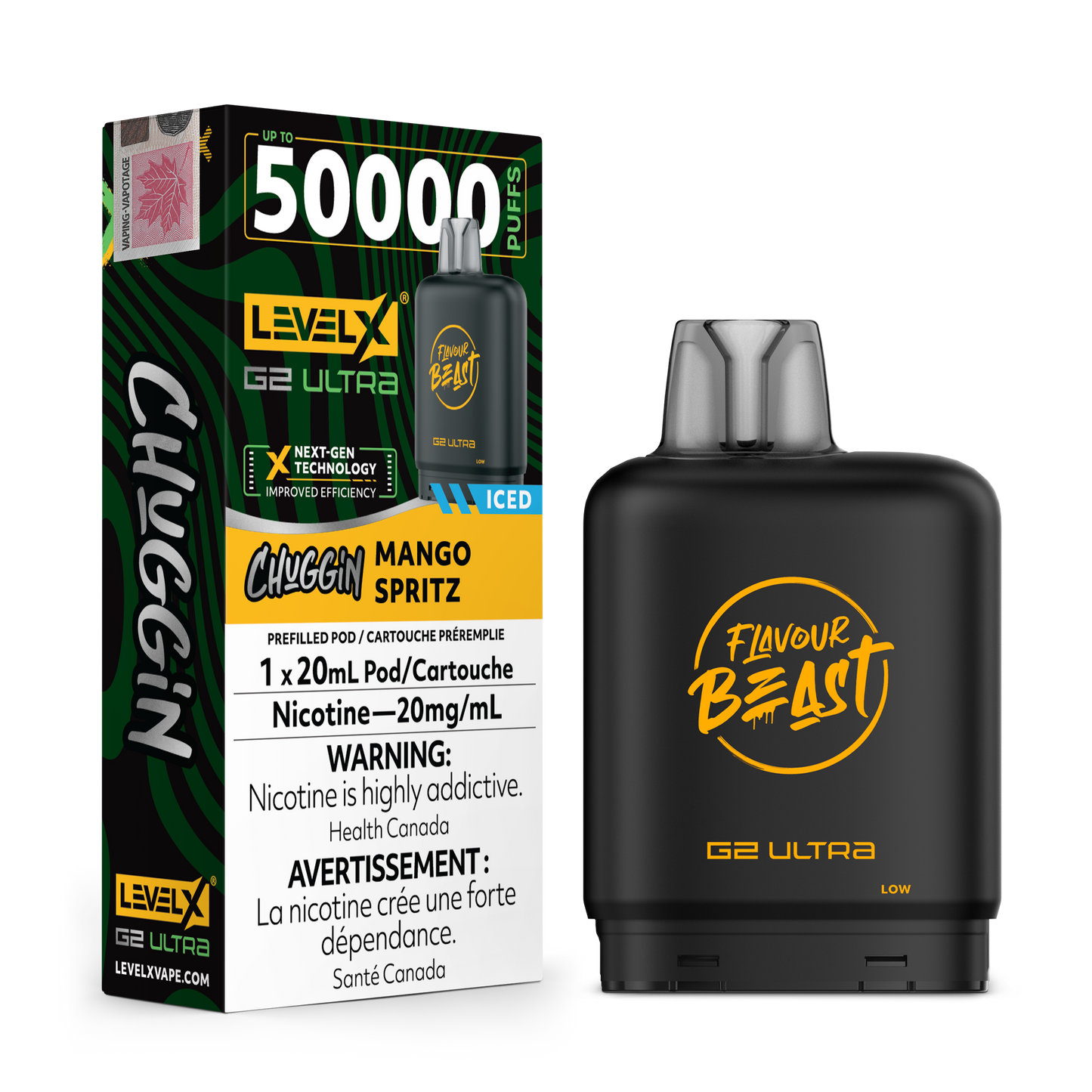 Level X Flavour Beast G2 Ultrax12M Chuggin Mango Spritz Closed Pod product image at All Star Vape