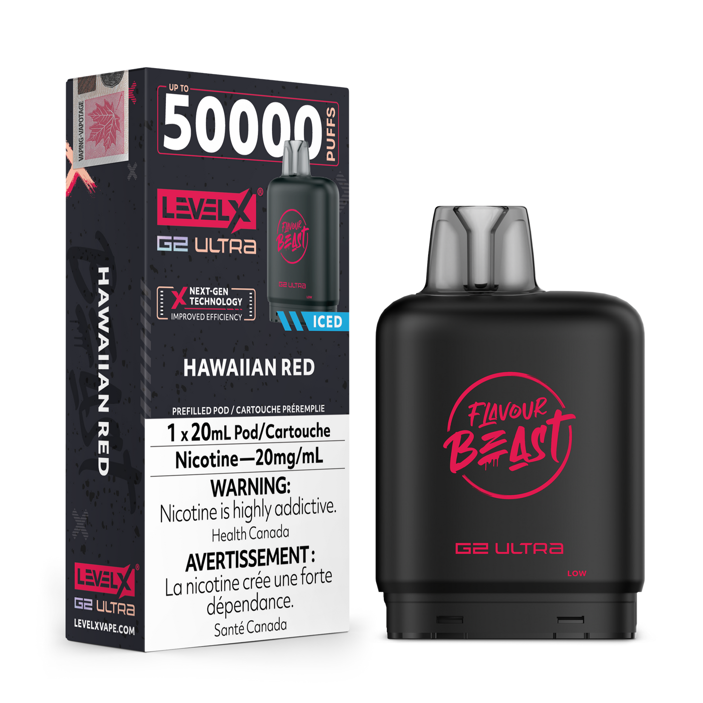 Level X Flavour Beast G2 Ultrax12M Hawaiian Red Closed Pod product image at All Star Vape