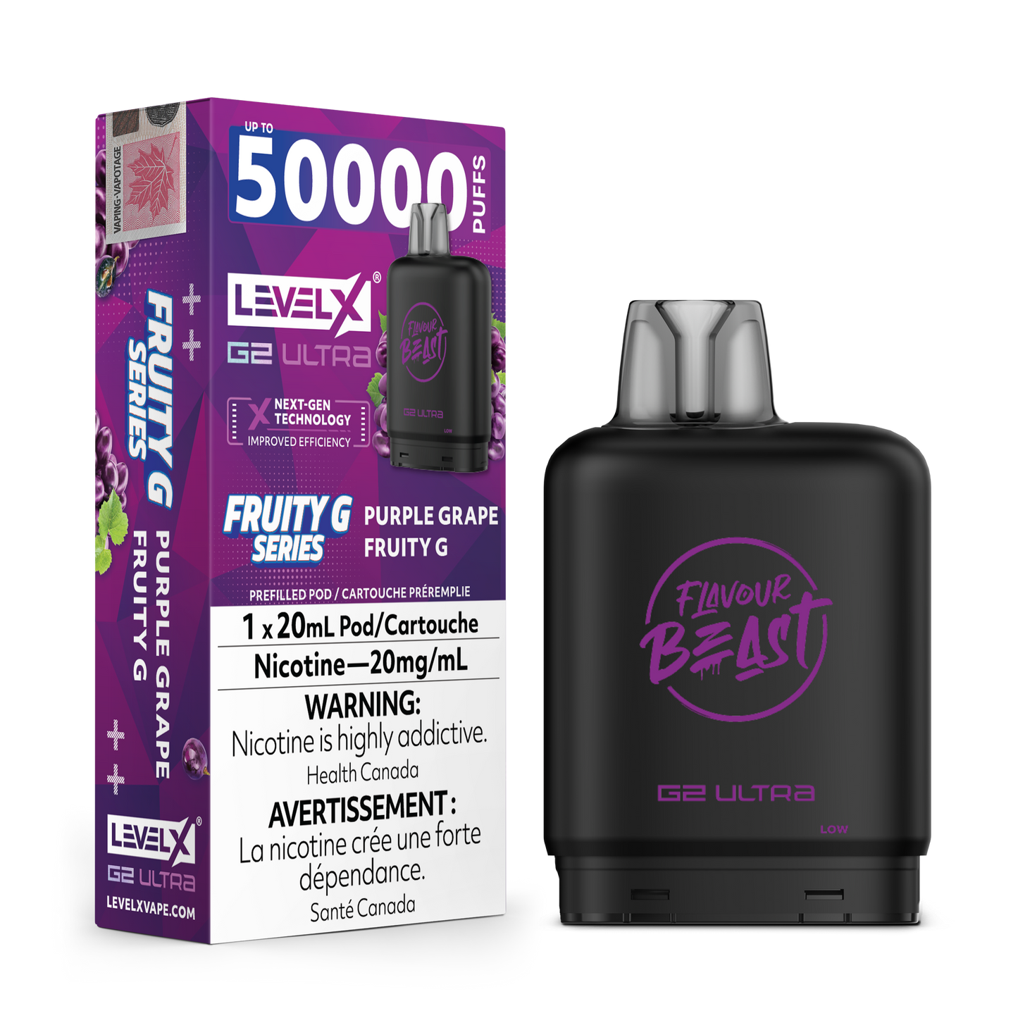 Level X Flavour Beast G2 Ultrax12M Purple Grape Closed Pod product image at All Star Vape