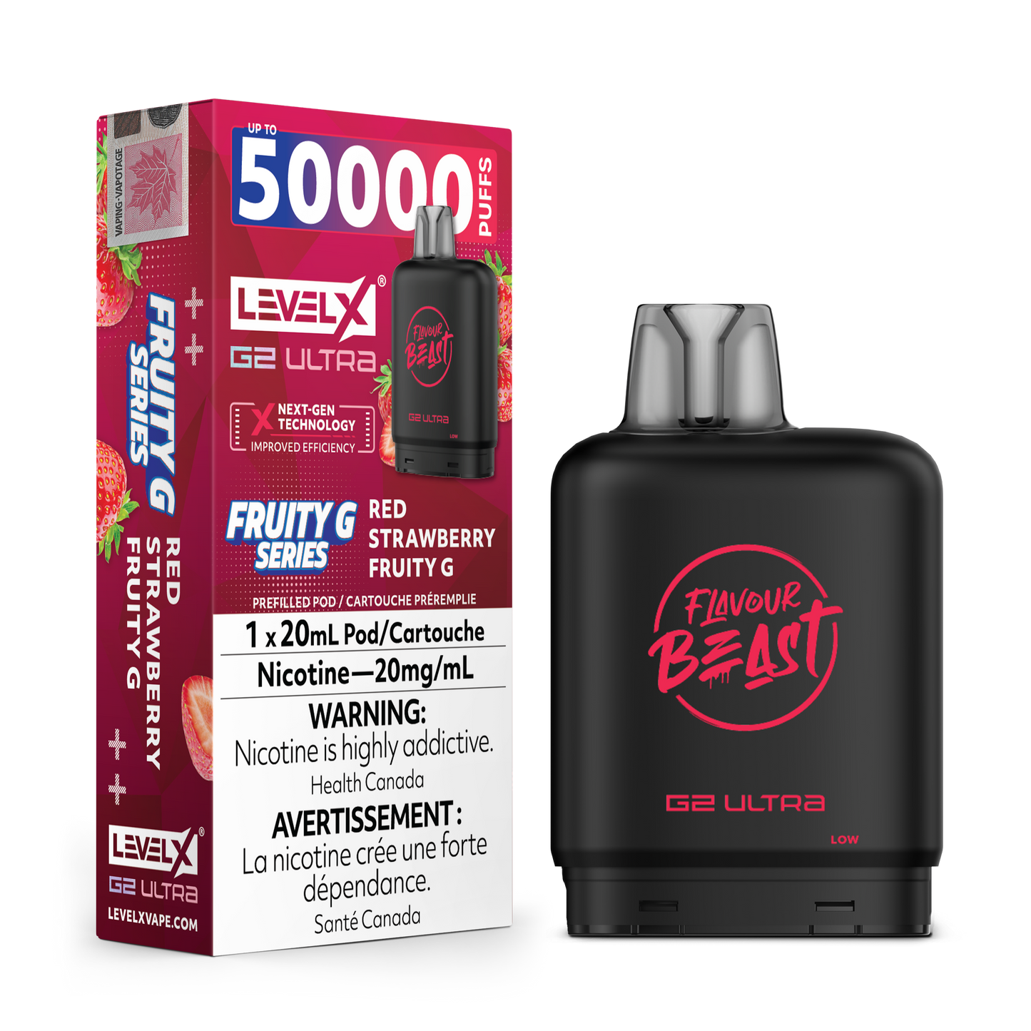 Level X Flavour Beast G2 Ultrax12M Red Strawberry Closed Pod product image at All Star Vape