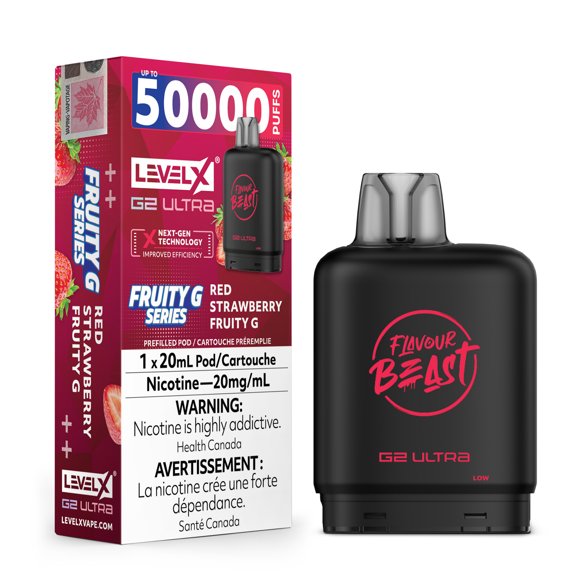 Level X Flavour Beast G2 Ultrax12M Red Strawberry Closed Pod product image at All Star Vape