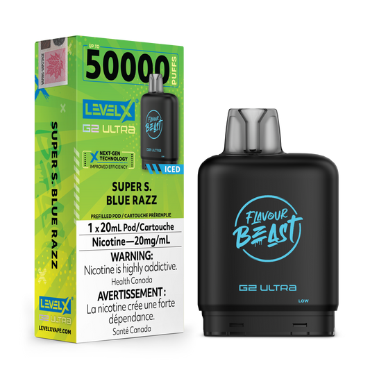 Level X Flavour Beast G2 Ultrax12M Super S Blue Razz Closed Pod product image at All Star Vape