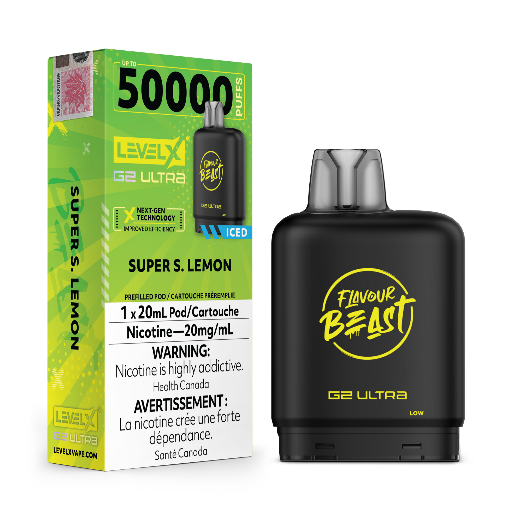 Level X Flavour Beast G2 Ultrax12M Super S Lemon Closed Pod product image at All Star Vape