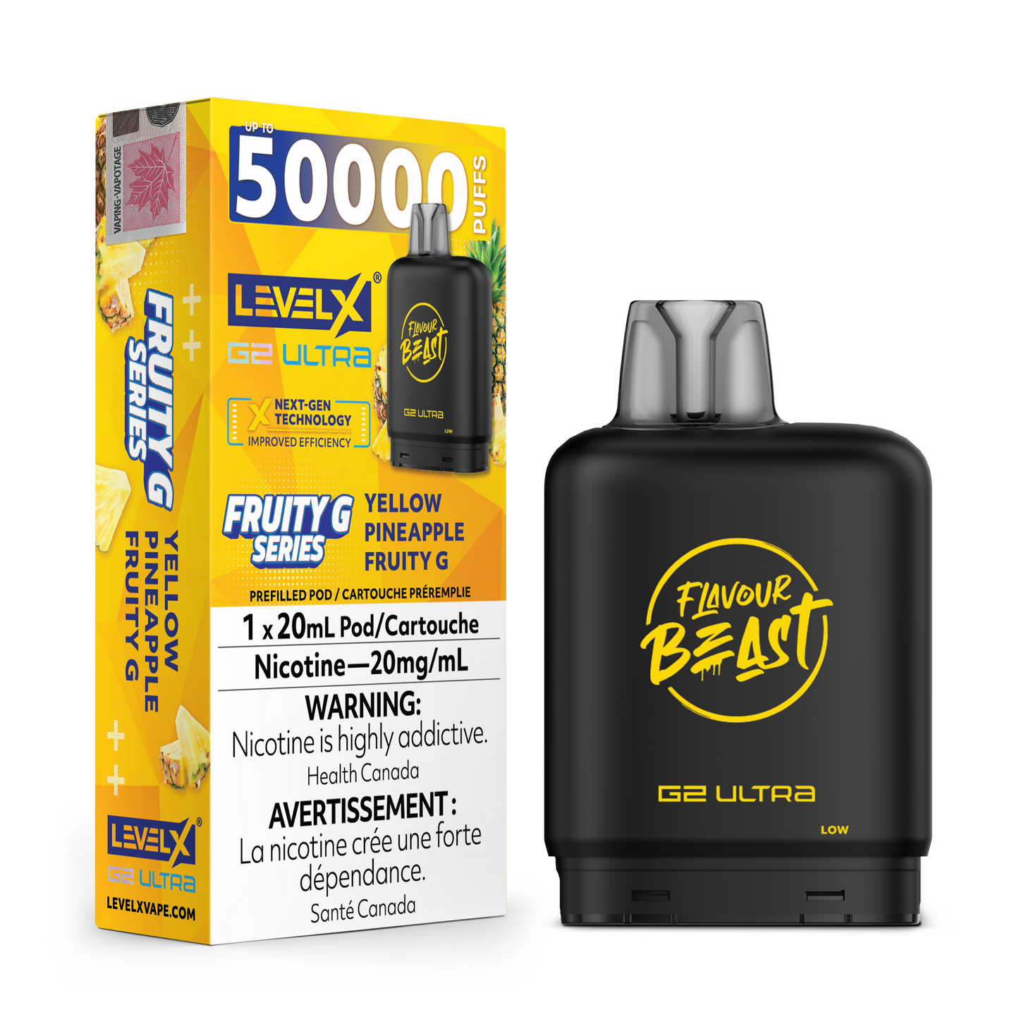 Level X Flavour Beast G2 Ultrax12M Yellow Pineapple Closed Pod product image at All Star Vape