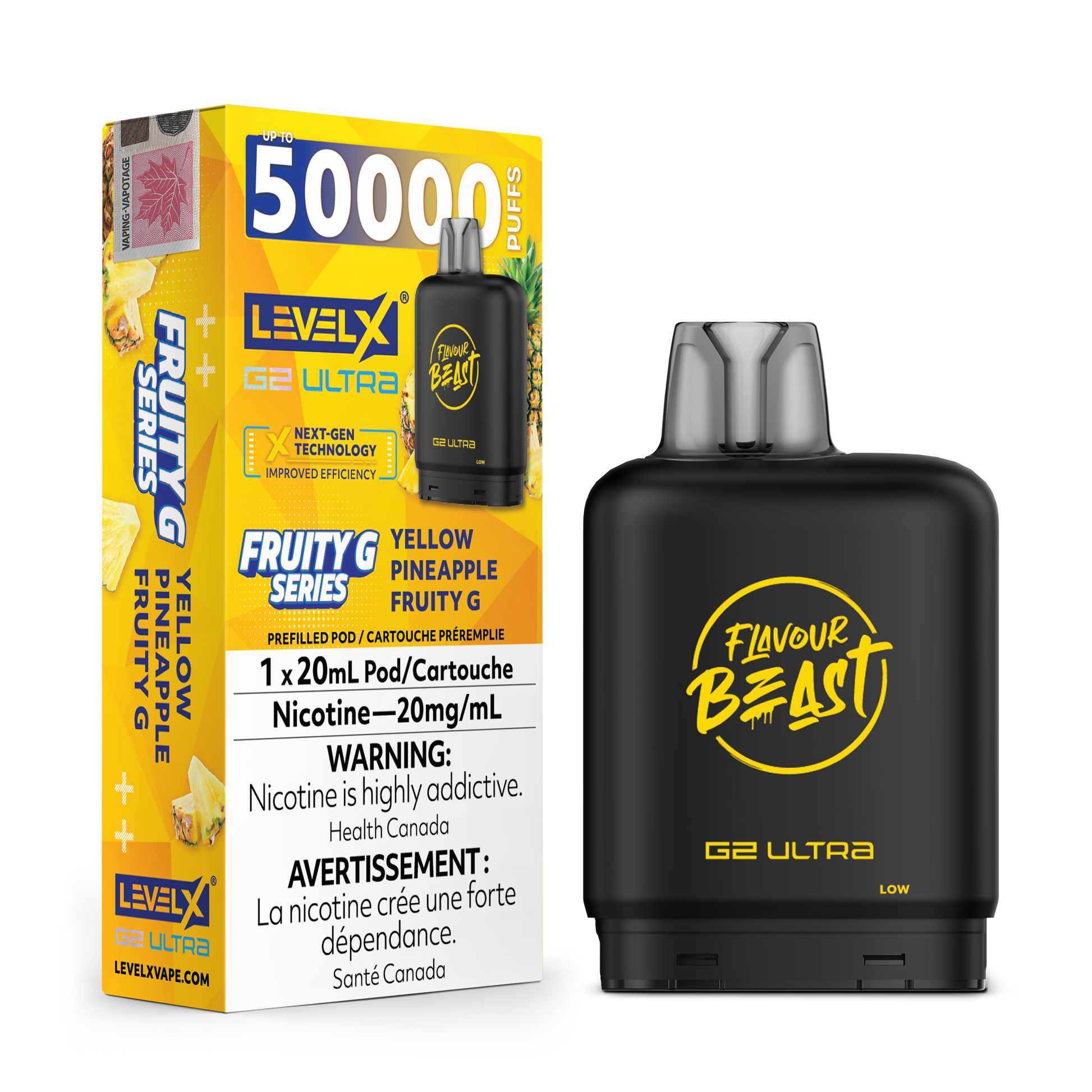 Level X Flavour Beast G2 Ultrax12M Yellow Pineapple Closed Pod product image at All Star Vape