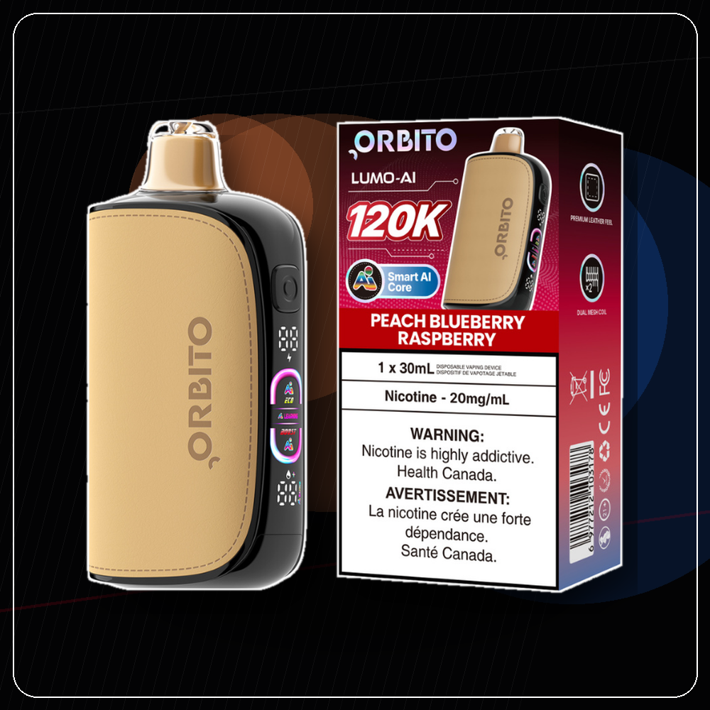 Orbito Lumo AI 120K - Peach Blue Raspberry Vape product image at All Star Vape