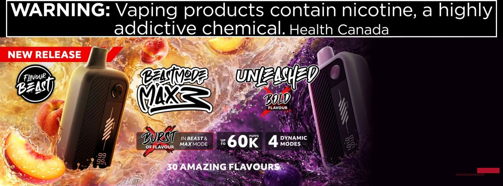 Flavour Beast Beast Mode Max 60K puffs new release banner at AllStar Vape